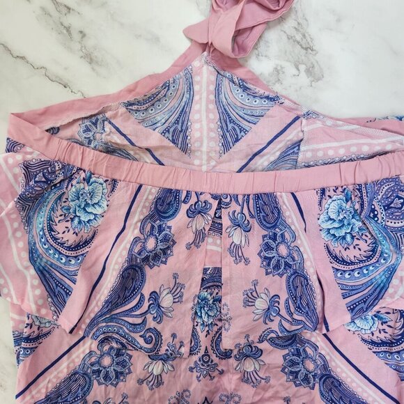 NWT Asos Design Halter Tiered Beach Sundress Pink Bandana Print US 12 - Picture 4 of 9